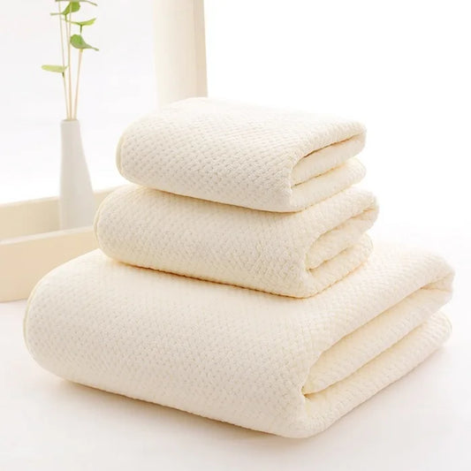 Thickened Coral Fleece Bath Towel Set – Soft Absorbent Cotton Blend Towels for Bathroom, Spa & Daily Use | NaturalBuiltHome