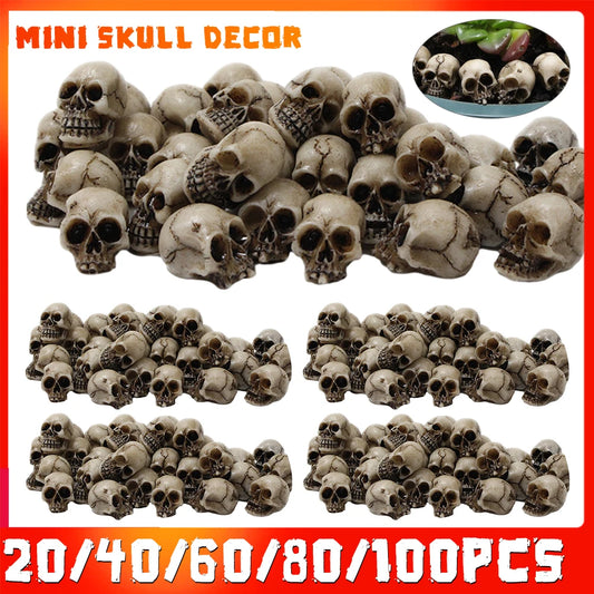 20-100PCS Skeleton Model Halloween Decor Miniature Skulls Heads Mini Skull Figure Spooky Skull Prop Garden Potted Plant Decor