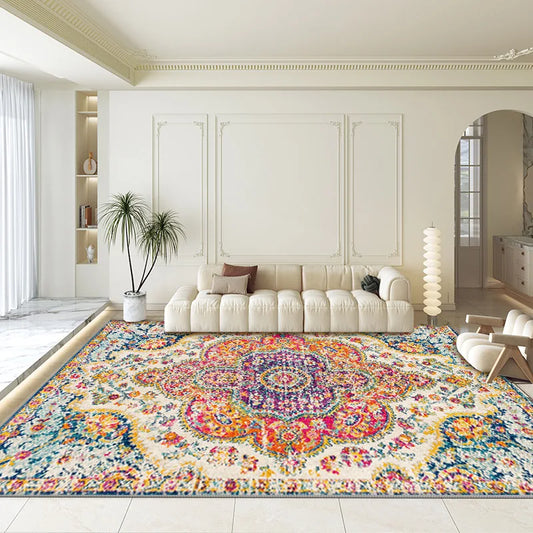 VIKAMA Ethnic Style Anti-Slip Carpet For European Living Room Sofa, Bedroom Room Bedside Blanket, Home Decoration