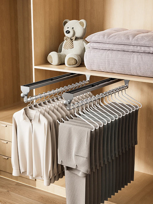 Pull-out Trouser Hangers Wardrobe Organizer Clothes Organizer Pants Hanger Non-Slip Hangers Save Wardrobe Space Closet Storage