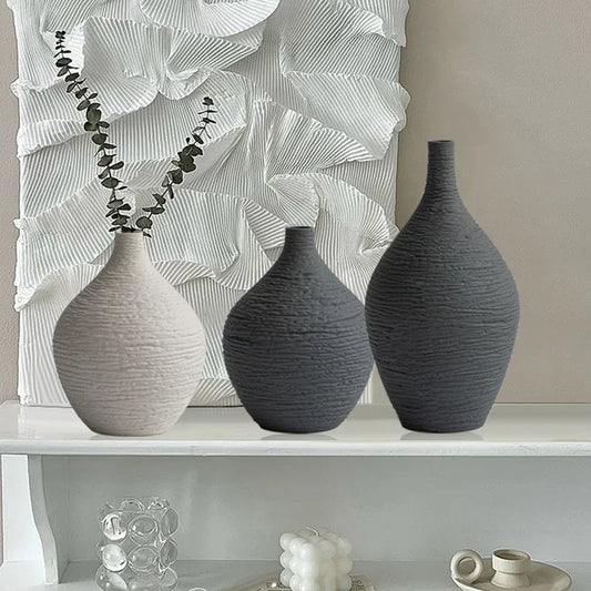White Ceramic Vase Decoration for Home Nordic Luxury Narrow Mouth Flower Pot Living Room Interior Office Desktop Decor Gift