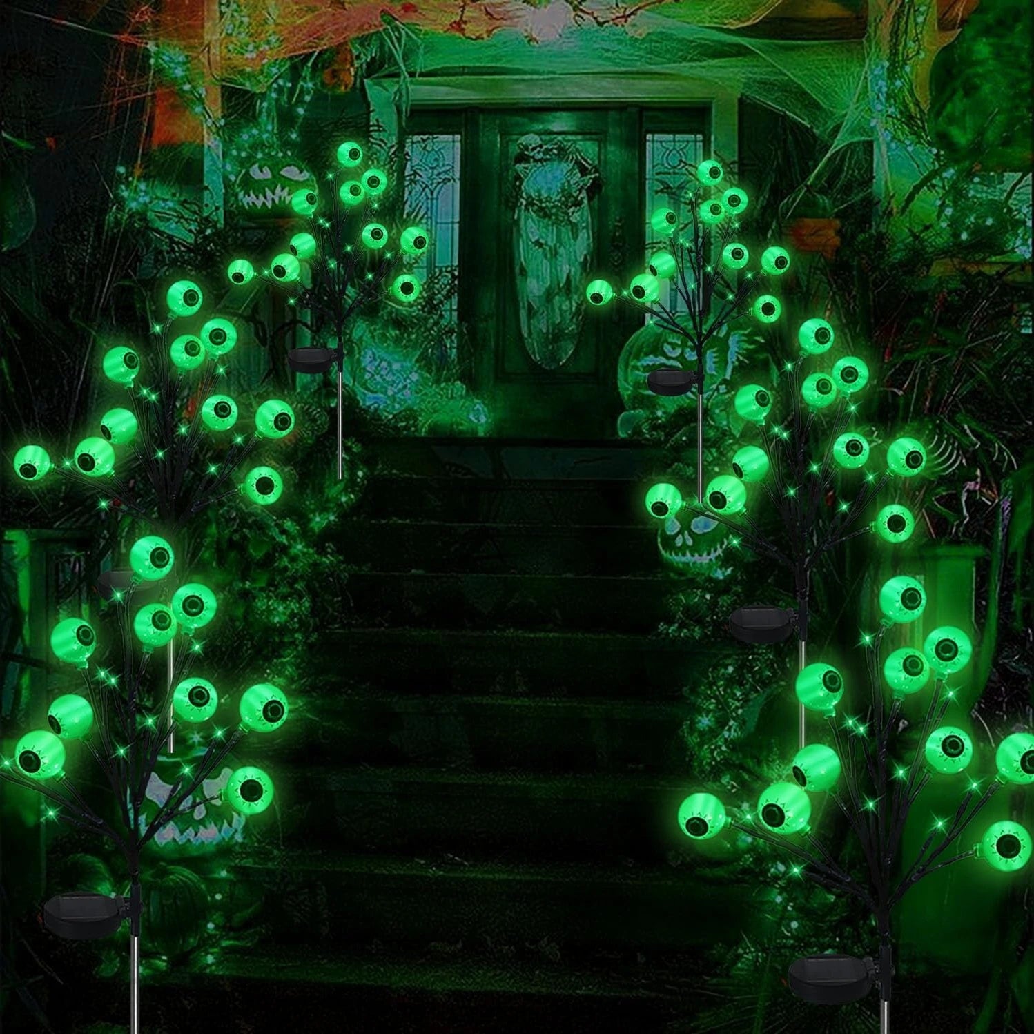 1-10PCS Halloween LED Eyeball Lights Solar Garden Lawn Lights Outdoor Scary Decoration Lights Halloween Party Decoration