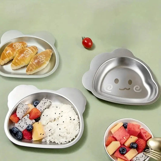 316 children's tableware Cartoon dinner plate Kindergarten school dinner plate 304 stainless steel plate Cute baby food plate