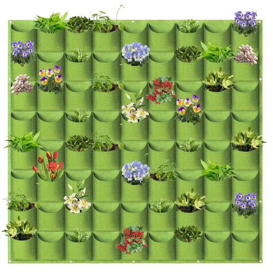 72 Pockets Hanging Planter Bags Vertical Wall Mounted Plant Planting Grow Bags  Herb Garden Planter Outdoor Indoor Grow
