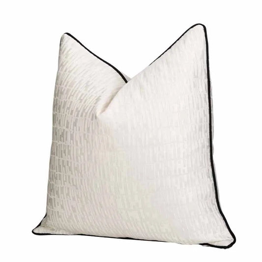 Double Sided Luxury Pillow Covers 24x24inch Ivory White High Density Jacquard Cushion Cover Square Modern Elegant Home Decor