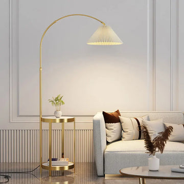 LED Nordic Luxury Fishing Floor Lamp with Tea Table Living Room Bedroom Sofa Corner Decorative Floor Light E27