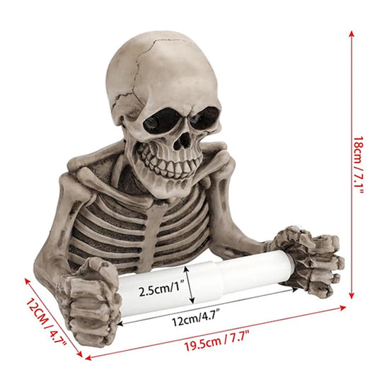 Resin Skull Toilet Paper Holder Wall Mount Tissue Roll Paper Storage Holder Skeleton Shelf Rack Bathroom Halloween Decor