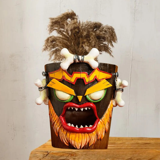 Unique Tiki Head Planter Pot - Funny Garden Decoration Indoor Outdoor Flowerpot with Drainage Hole for Succulents And Flowers