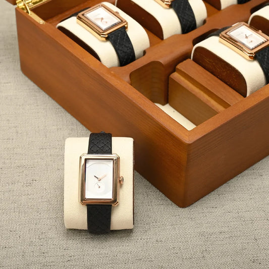 Wooden Watch Box Organizer – 10-Slot Solid Wood Jewelry Case with Glass Lid & Secure Lock | NaturalBuiltHome