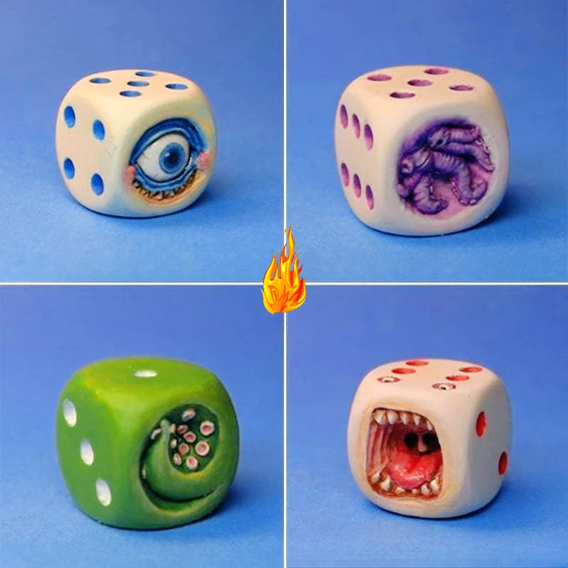 Monster Dice Halloween Home Table Games Toy Props Funny Ornament Knickknack Resin Craft Ornament, Craft Ornament