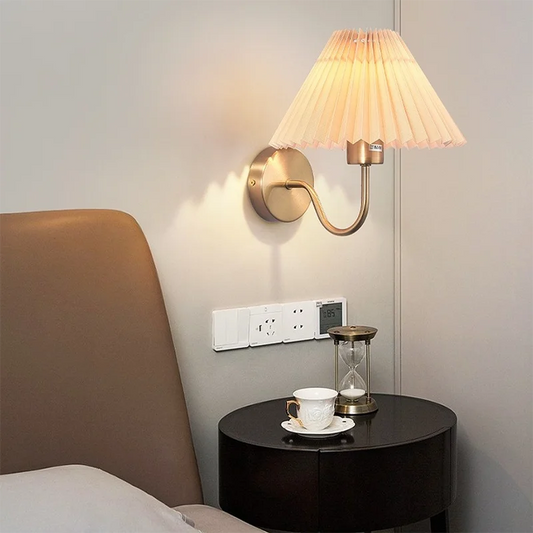 Nordic Retro Wall lamp Fan-shaped Pleated Creative Wall lamp Living Room Dining Room Bedroom Bedside Home Decoration Lamp