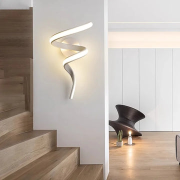 LED Wall Lamp Nordic Spiral Sconce Light For Stairs Bedroom Bedside Study Hallway Background Indoor Decor Wall Lighting Fixtures