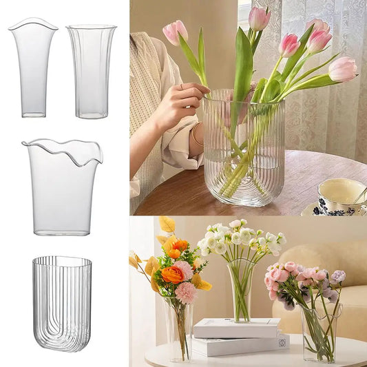 Irregular Vase Plastic Transparent Vase Imitation Crystal Vase Practical Modern Durable Wedding Flower Pot Creative Home Decor