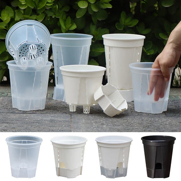 Self Watering Plant Pot Flower Pots for Plants Transparent Orchid Pots Garden Supplies Lazy Pot Orchid Breathable Root Pot