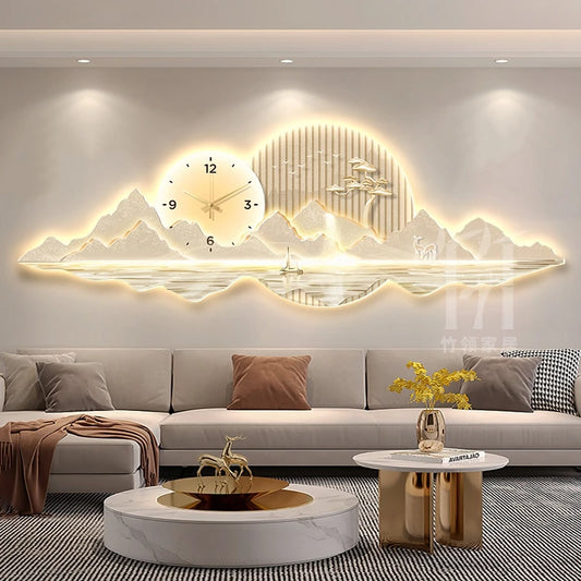 Big Size Art Mural Wall Clock With LED Clock Modern Luxury Xenomorph Silent Creative Living Room Interior Wall Clocks Ornaments