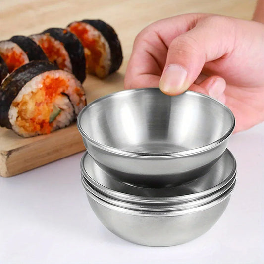 3/6Pcs Stainless Steel Sauce Dish Appetizer Serving Tray Sauce Dishes Spice Plates Kitchen Supplies Plates Spice Dish Plate