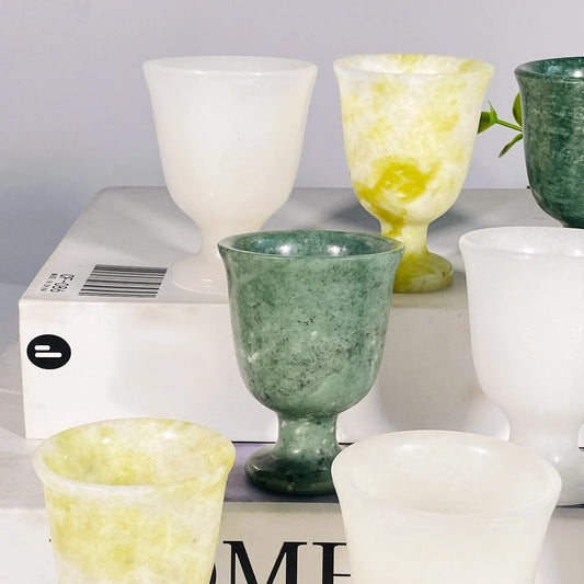 1pc Natural Jade Stone Mini Chinese Style Wine Cup Carving, Beautiful Energy Healing Living Room Decoration, Ideal Friend Gifts