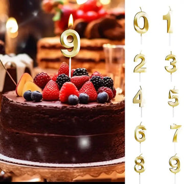 Gold Digital Candle 0 to 9 Number Birthday Cake Candle Cake Topper Candles Smokeless Baked Dessert Candles Wedding Party Decor