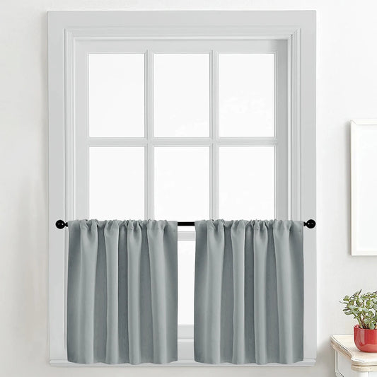 1pc Solid Short Curtain, Small Curtains for Kitchen, Bathroom, High Blackout Curtains for Home Decoration, UV Protection