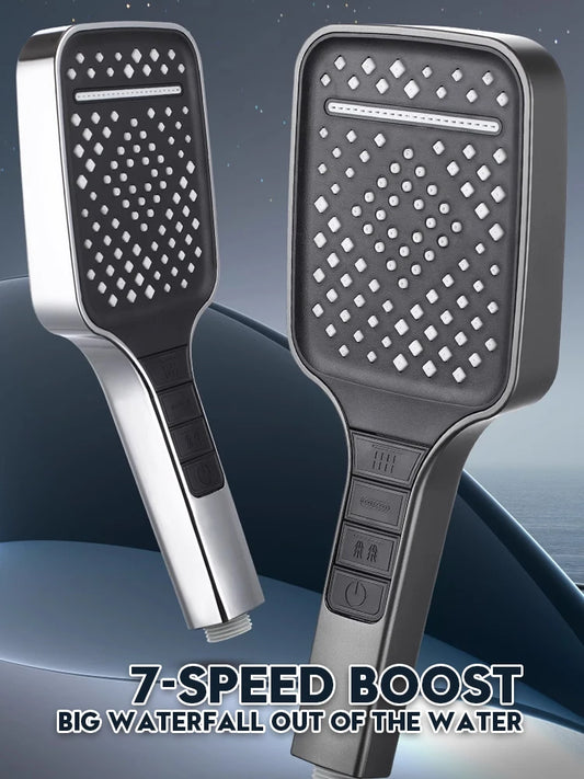 7 Modes  Shower Head High Pressure Big Rainfall One Key Stop,Water Saving,Bathroom Faucet Accessories