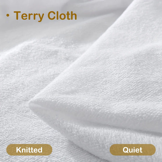 Waterproof Terry Cloth Mattress Protector Cover, Breathable Microfiber with Noiseless Fitted Sheet with Deep Pocket for Bed