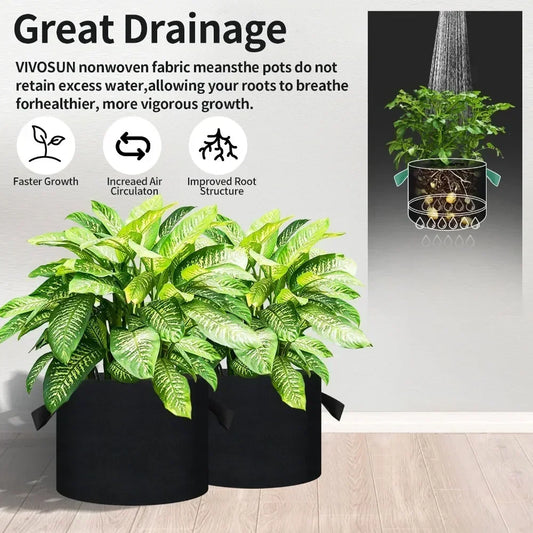 5/7/10/15 Gallon Vegetable/Flower/Plant Grow Bags Aeration Pots with Handles Thickened Non-Woven Fabric Gardening Planter