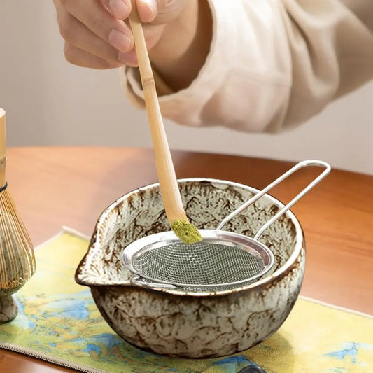 6PCS Ceramic Bamboo Japanese Matcha Tea Set Matcha Bowl Matcha Whisk Holder Matcha Whisk Set Reusable Matcha Making Kit