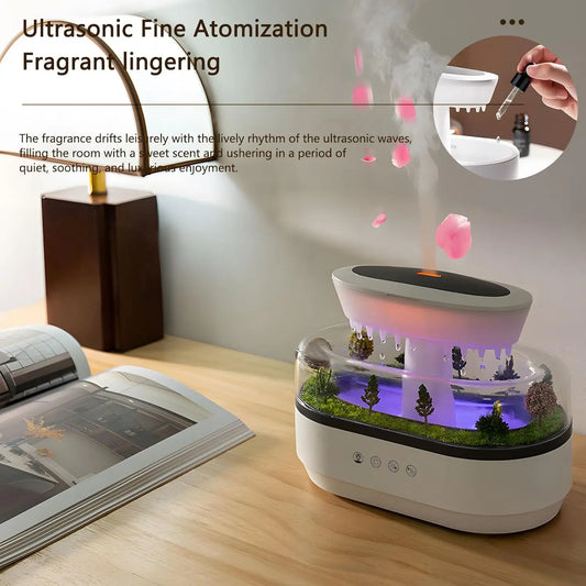 Aroma Humidifier Raindrop Air Humidifier Colorful Light White Noise Essential Oils Diffuser Home Ultrasonic Fragrance Diffuser