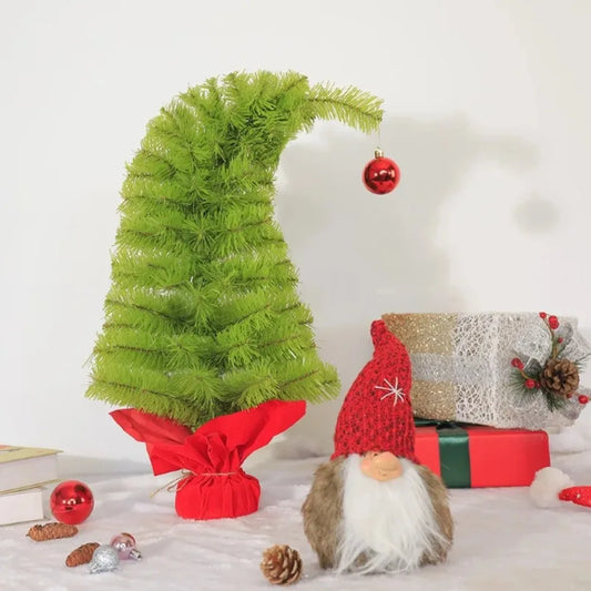 Skew Head Christmas Tree PVC Material Desktop 60cm Small Skew Neck Christmas Tree Green Home Christmas Atmosphere Decoration