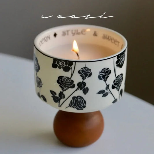 Black Rose Candle Cup High-looking Retro Home Candle Cup Niche Aromatherapy Candle Holiday Gift