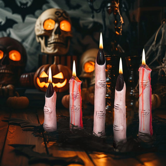 Halloween Party Decoration Bat Black Flickering Soy Wax Candle Witch Finger Scented Spooky Halloween Decorative Candle