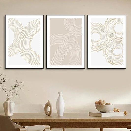 Abstract Beige Lines Posters Canvas Painting Minimalist Boho Wall Art Print Modern Nordic Posters Picture Living Room Home Decor