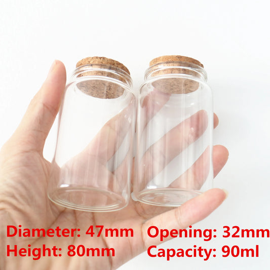 8 Pcs 90ml Glass Bottles With Cork Stopper 33×47×80mm Empty Spice Glass Vials Jars Home Decor Drift Bottle Glass test tube