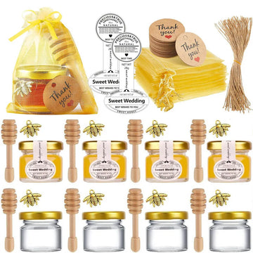 1oz Personalized Guest Gift Honey Jar for Bulk Mini Glass Pot with Wedding Stickers or Small Bottle with Lid Wholesale Lots