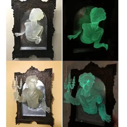 Resin Devil's Hand Wall Decoration Gohtic Ghost in The Mirror Luminous Crafts Spooky Props Home Photo Frame Decor Hallowee Gifts