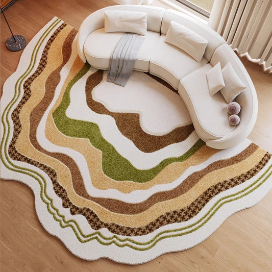 French Style Bedroom Sea Waves Decor Carpet Irregular Shapes Carpets for Living Room Home Thick Plush Floor Mat Fluffy Soft Rug