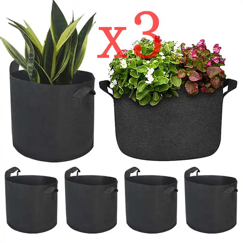 3pcs Vegetable/Flower/Plant Grow Bags Black Fabric Grow Pots Tools Strawberry Vegetable Seedling Grow Bags Plant Pot Fabric