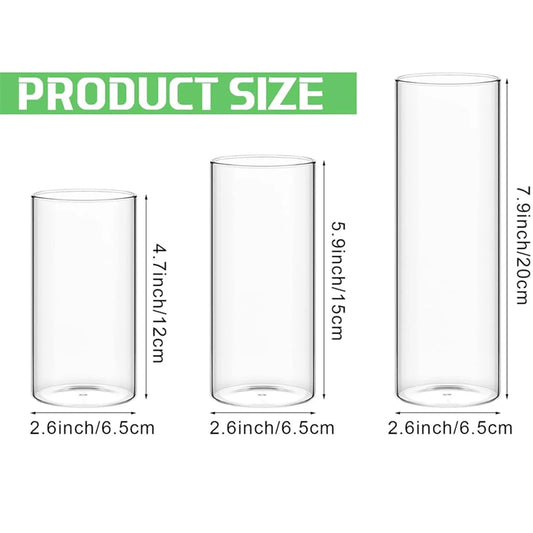 Glass Cylinder Vases Clear Cylinder Candle Holders for Slim Pillar Candles Wedding Centerpieces Wedding Candle Holders
