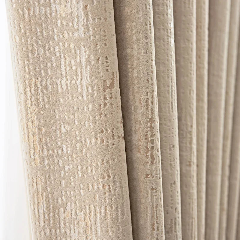 The New Simple Curtains for Living Dining Room Bedroom and Modern Beige Bronzing Flannel Thickened Shading Velvet Light Luxury