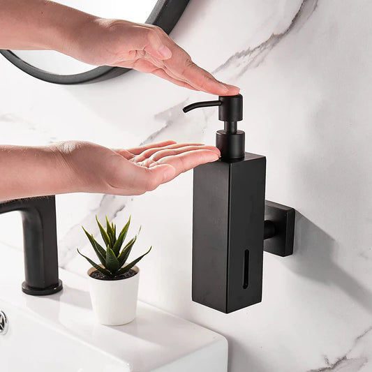 304 Stainless Steel Soap Dispenser Black Shower Shampoo Bottle Hotel Wall Hanging Press Hand Sanitizer Bottle