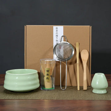 1/4/5/6pcs Japanese Matcha Blender Set with Bamboo Whisk Matcha Brush Teaspoon Kiln for Beverage Shop DIY Tea-Making Tools