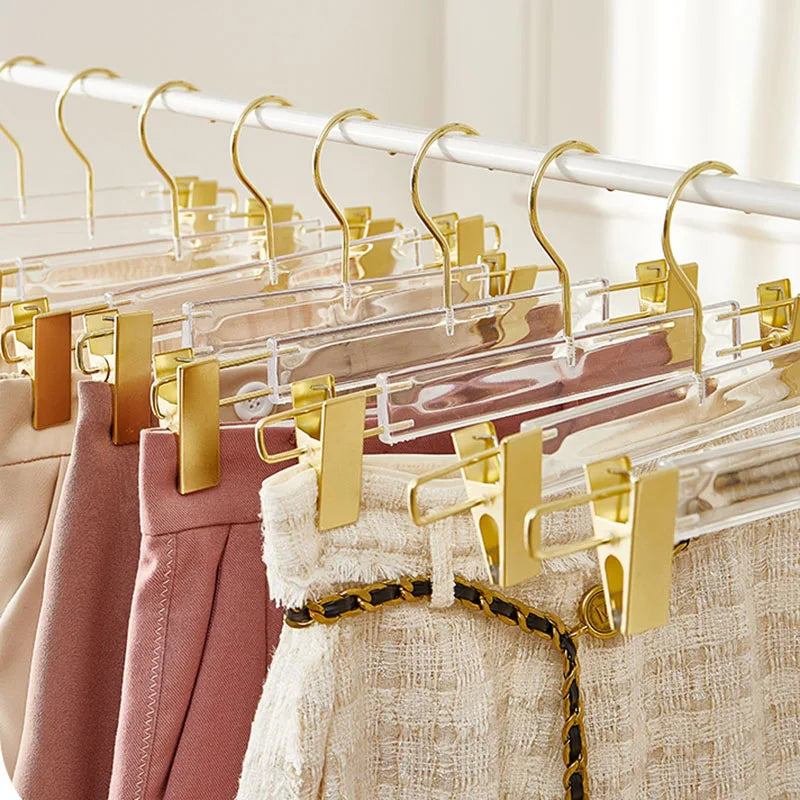 10Pcs/Set,Acrylic Pants Hanger Clothes Organizer for Skirt Jeans,Transparent Clothes Hanger,Non Slip Traceless,Wardrobe Storage