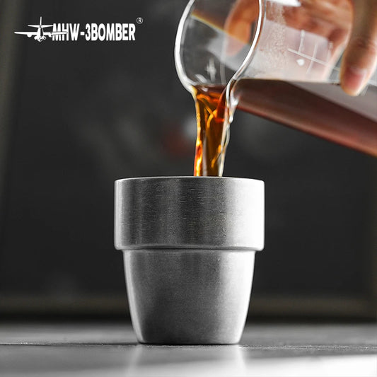 MHW 3BOMBER 1/2/3Pcs Double Wall Coffee Mug 300ml Stainless Steel Espresso Cup Cappuccino/Tea/Latte Cups Home Cafe Accessories