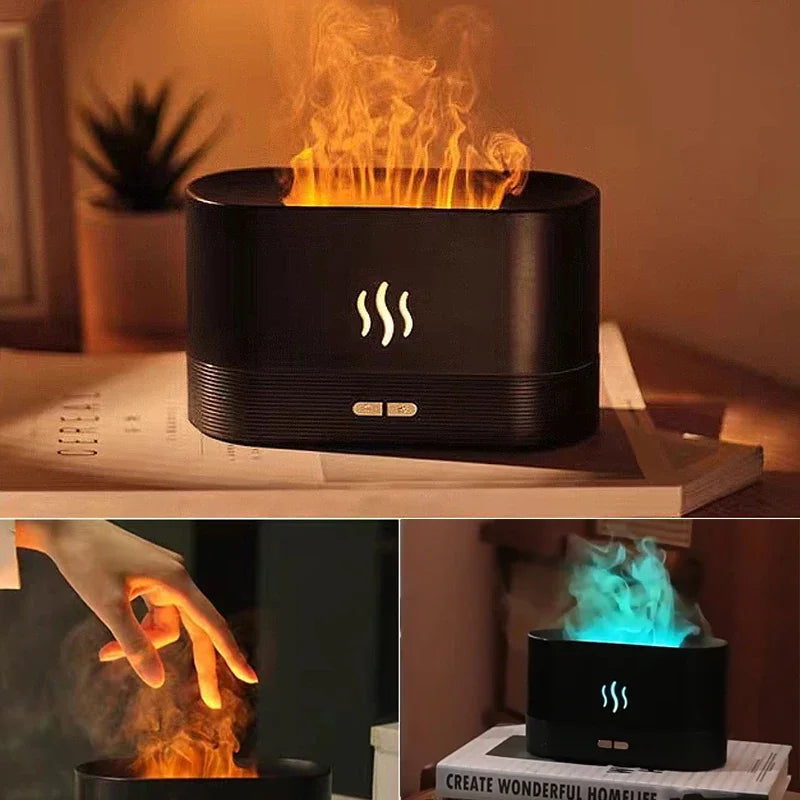 Mini Air Humidifier 7 Colors Flame Effect Essential Oils Aroma Diffuser 180ML Humidificador Mist Maker USB Charge Office Bedroom