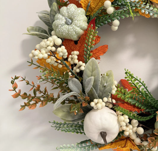 45cm Simulation Plant Pumpkin Wreath Fall Harvest Decor Garland for Front Door Wreath Thanksgiving Halloween Christmas Decor