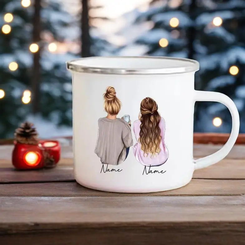 Personalised Best Friend Mug Customized Name Coffee Mugs Drink Wine Juice Tea Cups Cartoon Girls Printed Cup Gifts for Friends