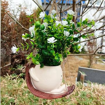Swing Smile Face Planter Resin Cute Plant Succulent Pots Creative Smile Face Flower Container for Indoor Outdoor Plant