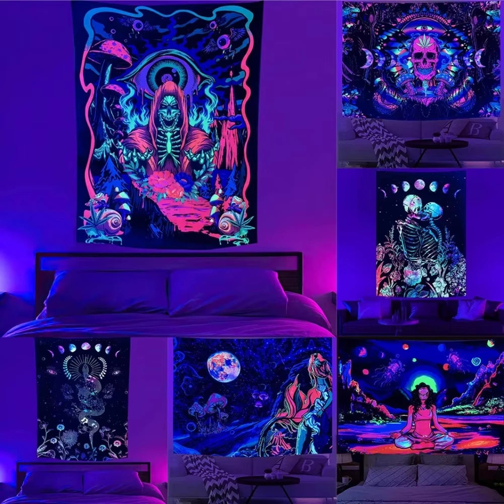 VIKAMA Outdoor Dark Halloween Party Decoration Skulls Roses Room Living Room Bohemian Decoration
