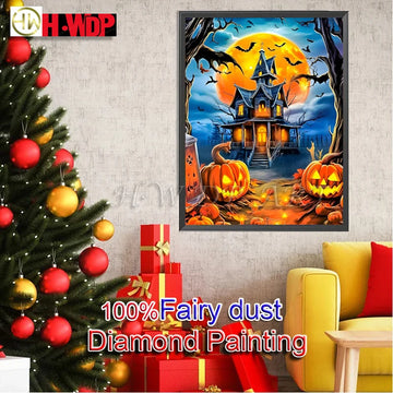 Pumpkin 100% Fairy Dust Diamond Painting Halloween Full Square Diamond Embroidery Cross Stitch AB Diamond Art Crystal Home Decor