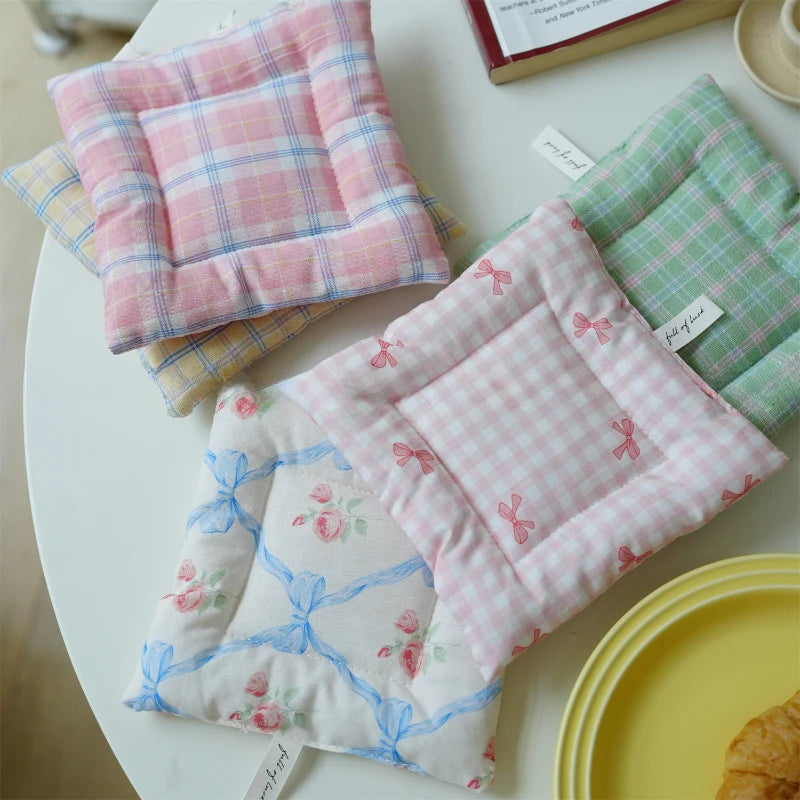 Cute Bow Pattern Hand Made Cotton Coaster Cloth Insulation Pad Table Mat Placemats Home Decoration Kitchen Accessories For Cup
